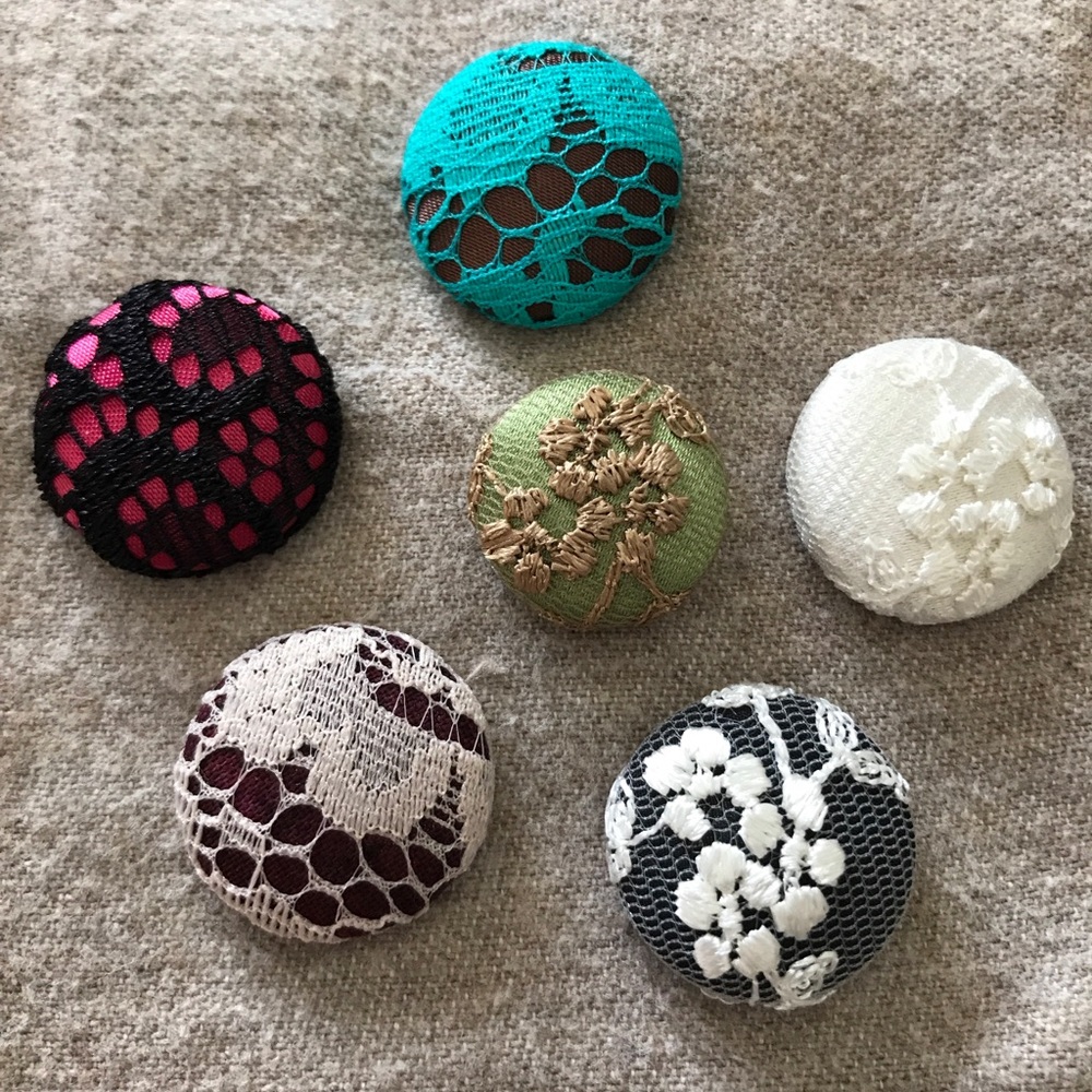Lace/Satin Button Earrings